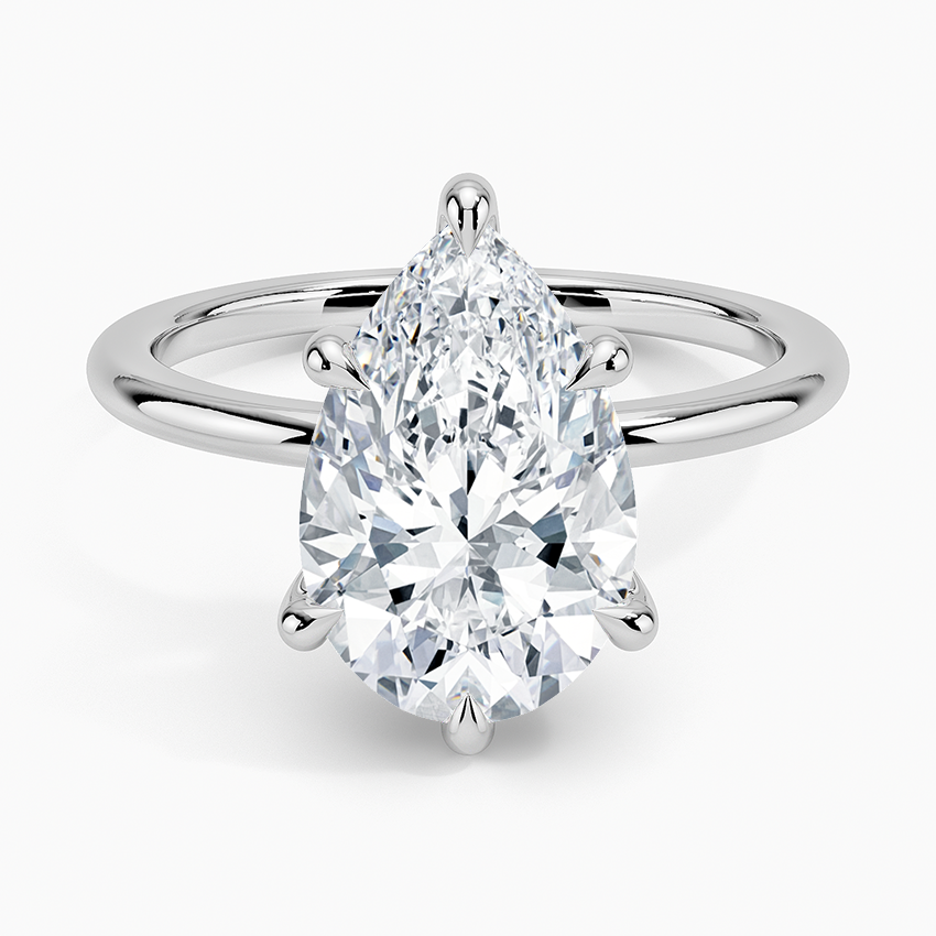 3Ct Pear Lab Grown Diamond 1.5mm Six-Prong Solitaire Ring