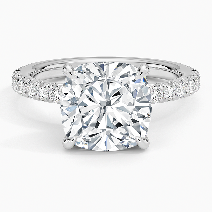 4Ct Cushion Lab Grown Diamond Three-Quarter Coverage Diamond Ring