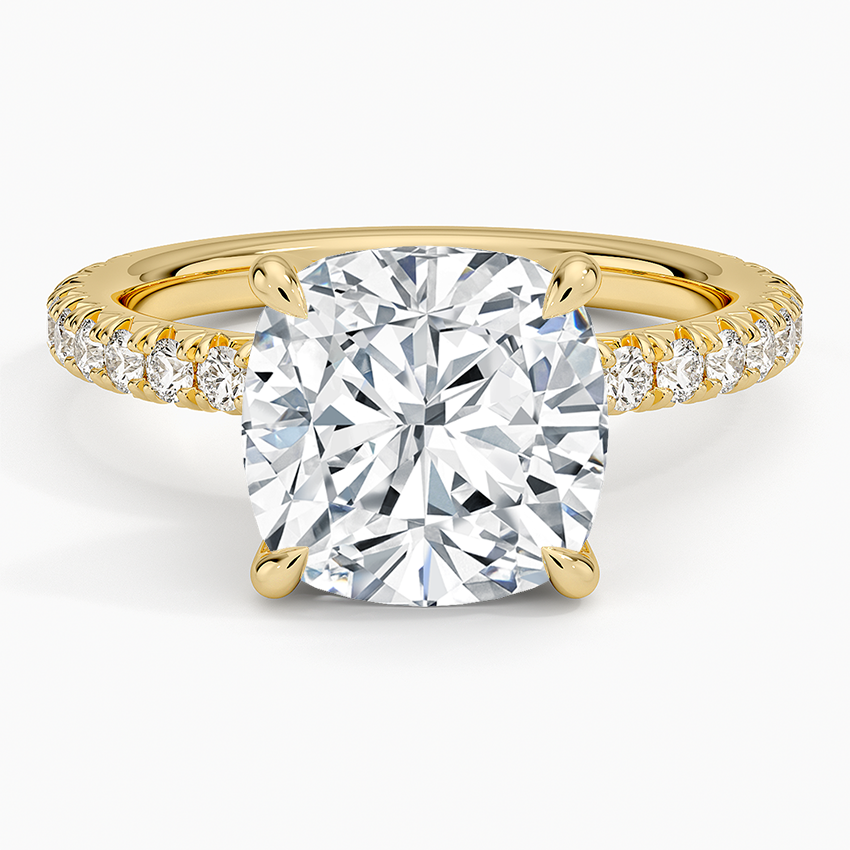 4Ct Cushion Lab Grown Diamond Three-Quarter Coverage Diamond Ring
