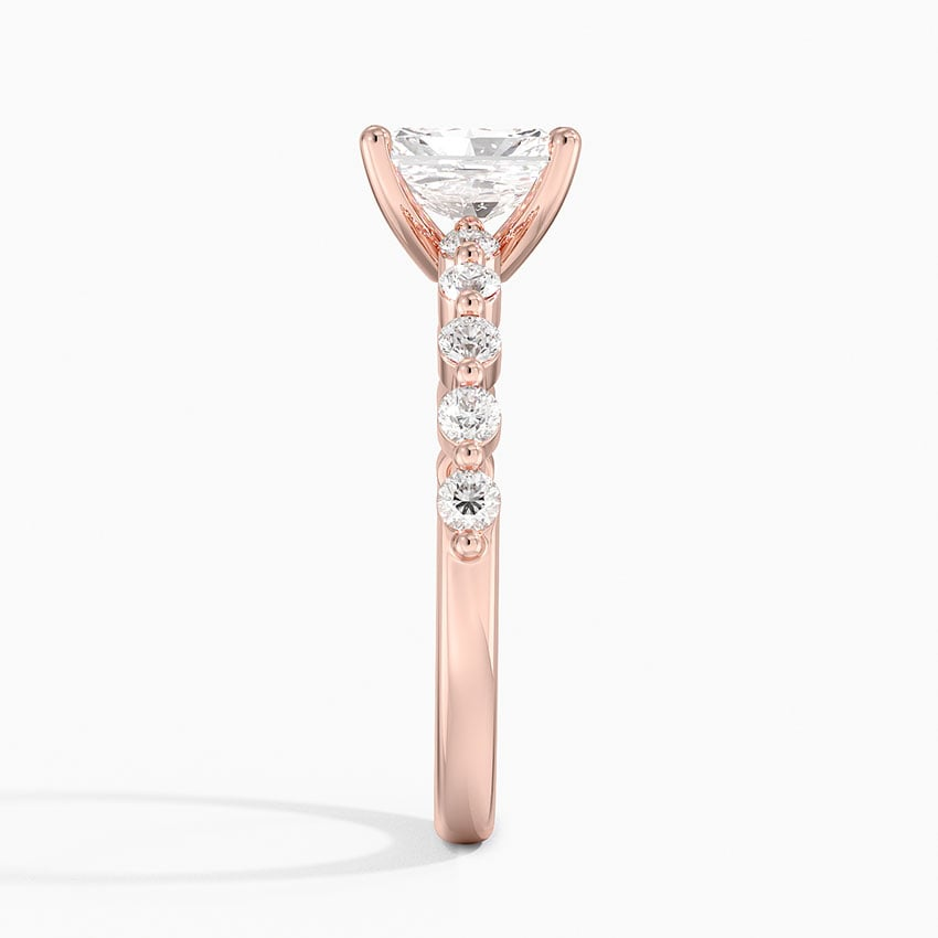 1Ct Radiant Lab Grown Diamond Gold Half Coverage Ring