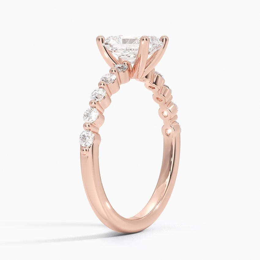 1Ct Radiant Lab Grown Diamond Gold Half Coverage Ring