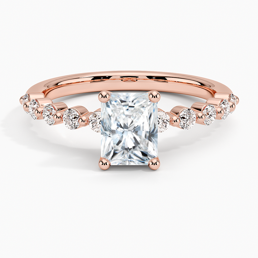 1Ct Radiant Lab Grown Diamond Gold Half Coverage Ring