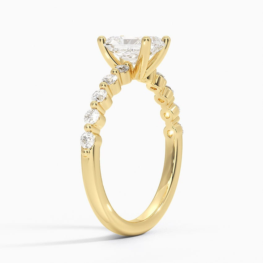 1Ct Radiant Lab Grown Diamond Gold Half Coverage Ring