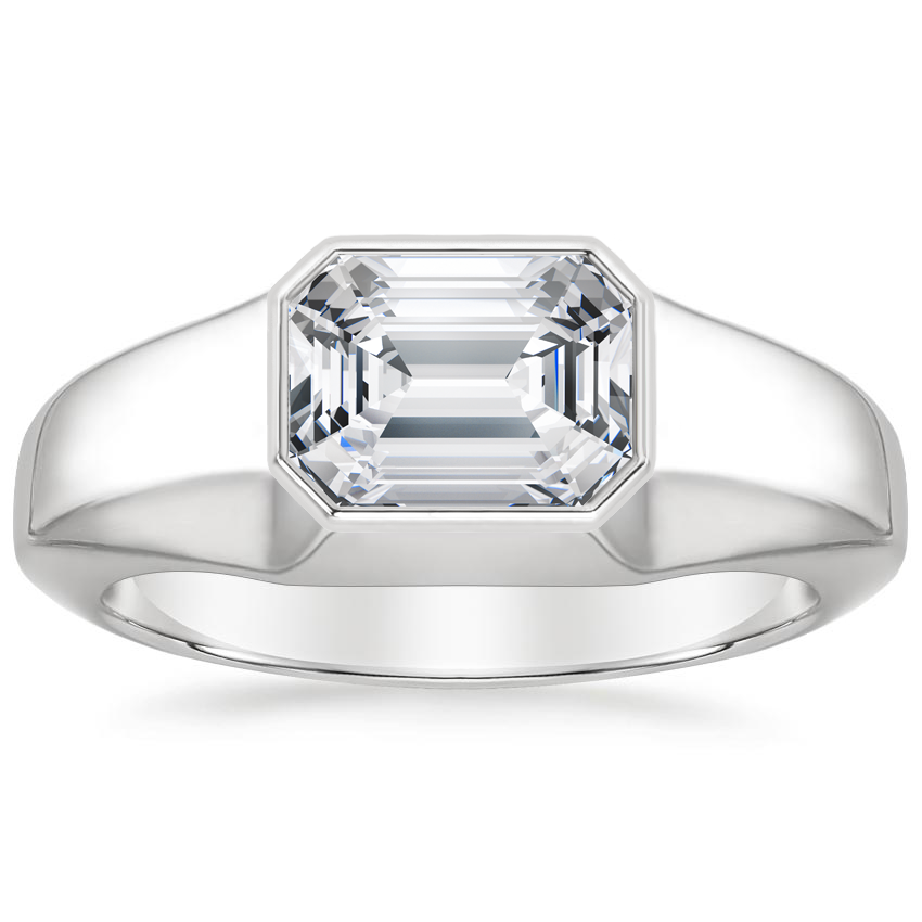 2Ct Emerald Lab Grown Diamond East West Bezel Ring
