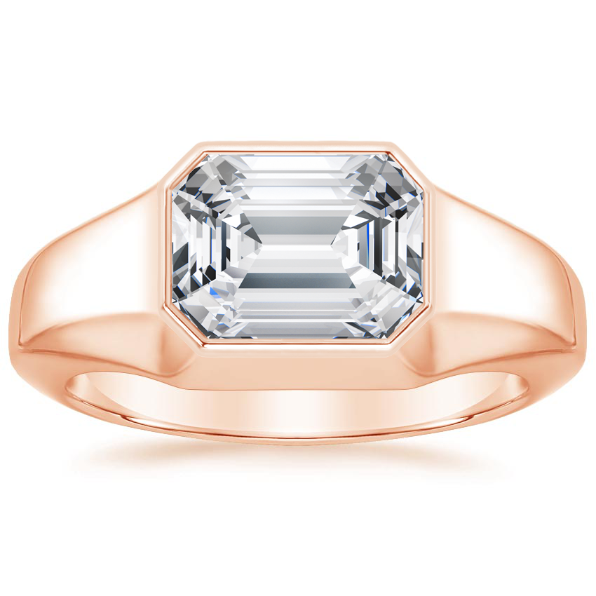 2Ct Emerald Lab Grown Diamond East West Bezel Ring