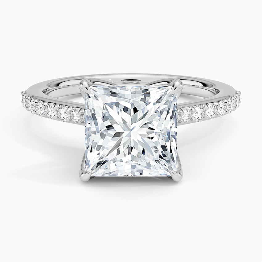 21/2Ct Princess Lab Grown Diamond Gold Cathedral Diamond Ring
