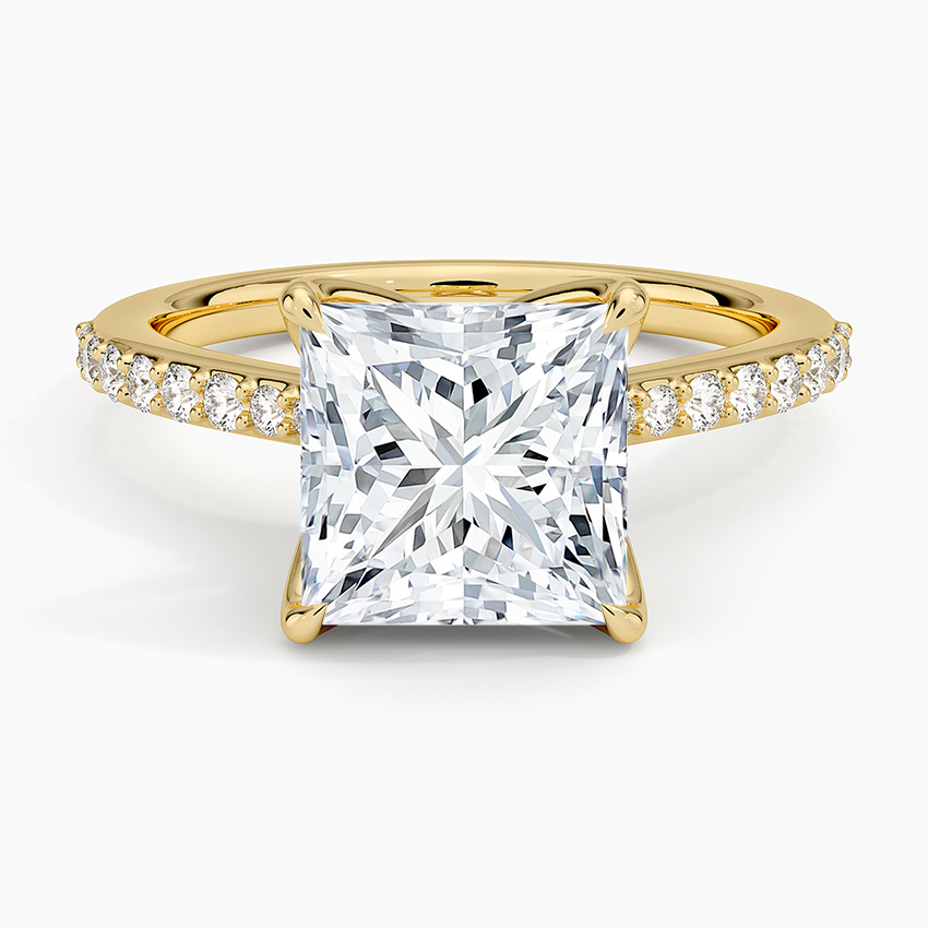 21/2Ct Princess Lab Grown Diamond Gold Cathedral Diamond Ring