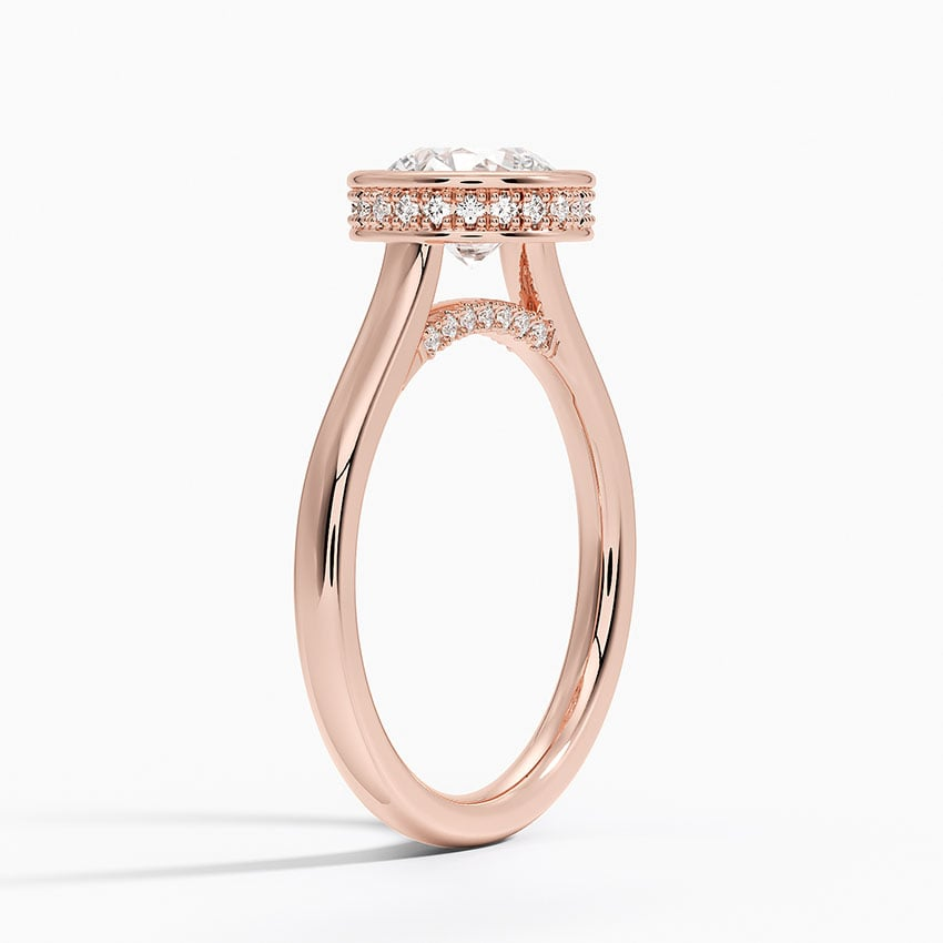 1 1/4 CT Round Cut Gold Hidden Halo Diamond Engagement Ring