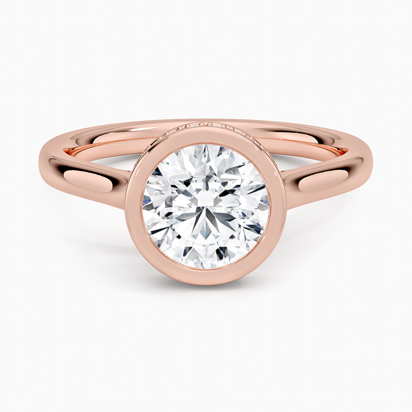 1 1/4 CT Round Cut Gold Hidden Halo Diamond Engagement Ring