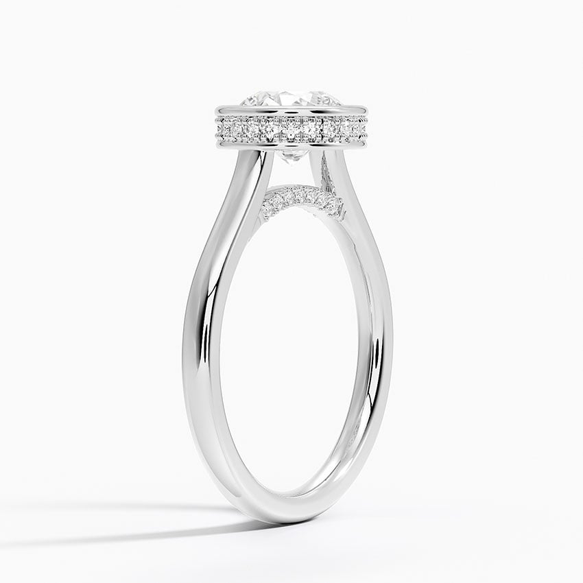 1 1/4 CT Round Cut Gold Hidden Halo Diamond Engagement Ring