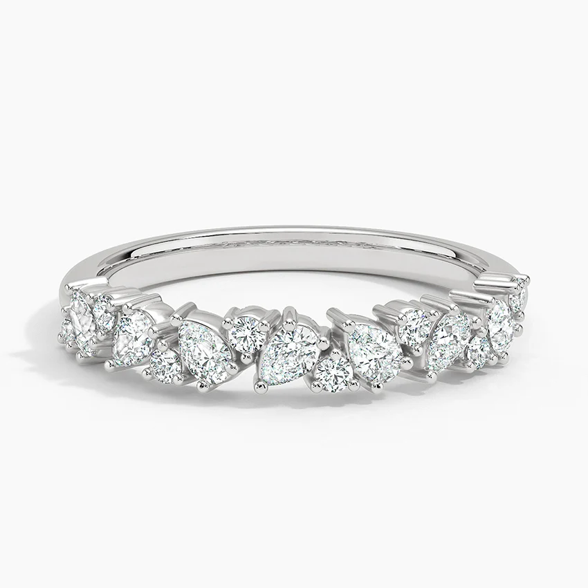 Alternative Pear and Round Lab Grown Diamond Wedding Band in 18k Gold
