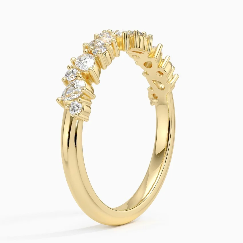 Alternative Pear and Round Lab Grown Diamond Wedding Band in 18k Gold