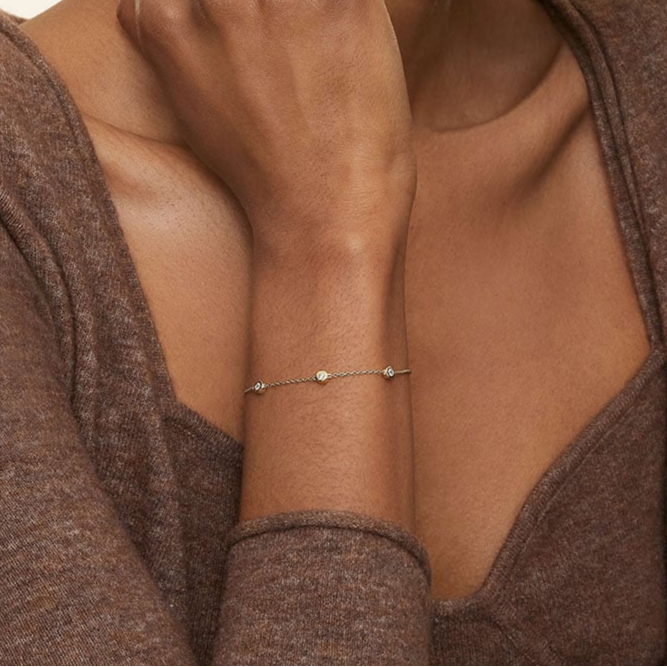 1/6 CTW 7 inch Three Lab Grown Diamond Bezel Bracelet