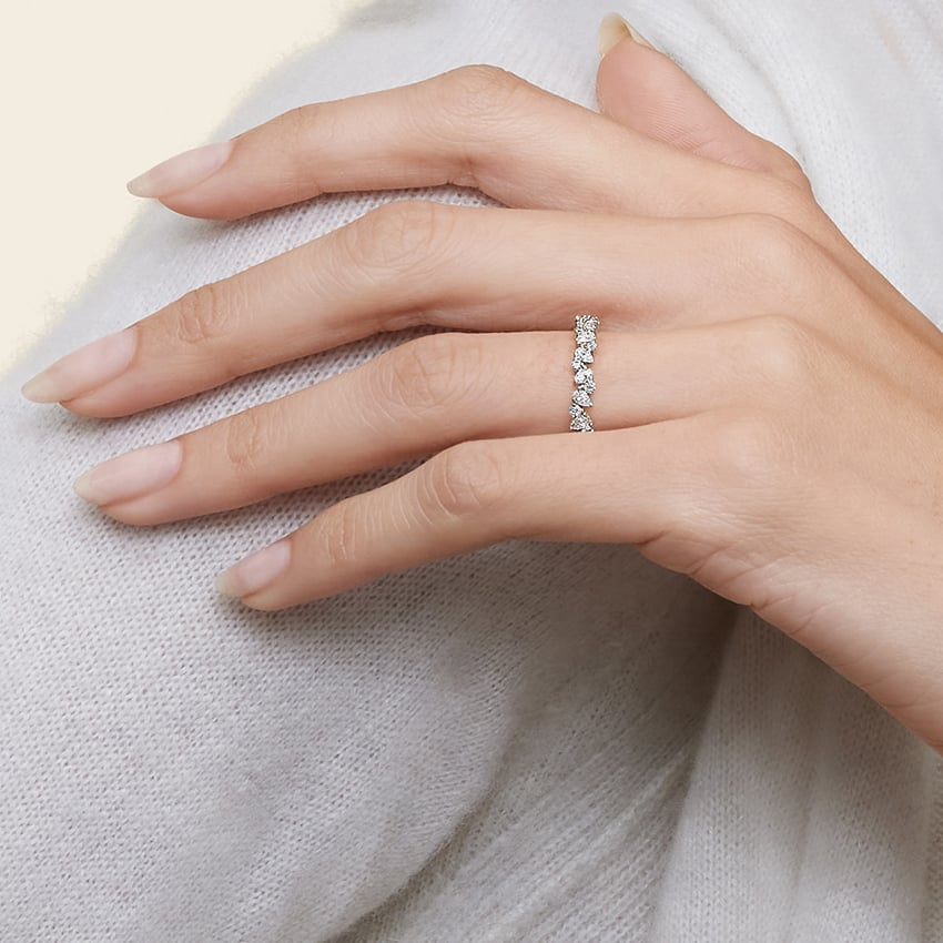 Alternative Pear and Round Lab Grown Diamond Wedding Band in 18k Gold