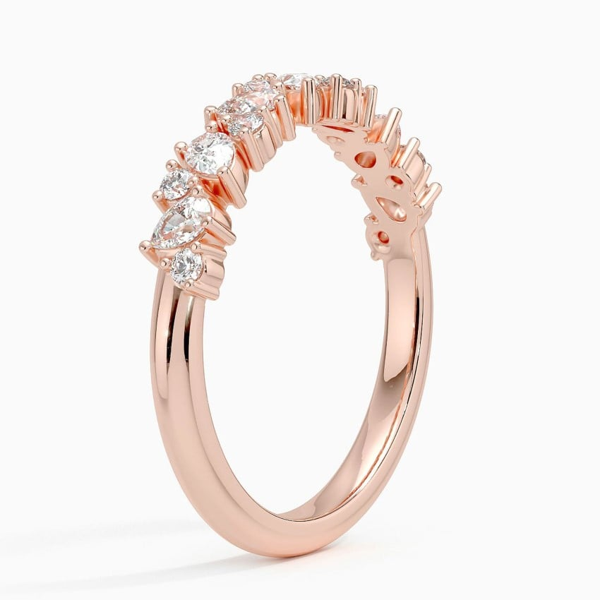 Alternative Pear and Round Lab Grown Diamond Wedding Band in 18k Gold