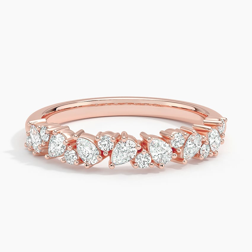 Alternative Pear and Round Lab Grown Diamond Wedding Band in 18k Gold