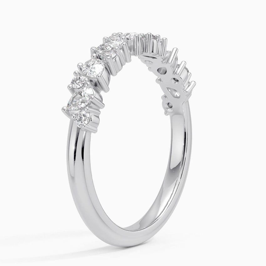 Alternative Pear and Round Lab Grown Diamond Wedding Band in 18k Gold