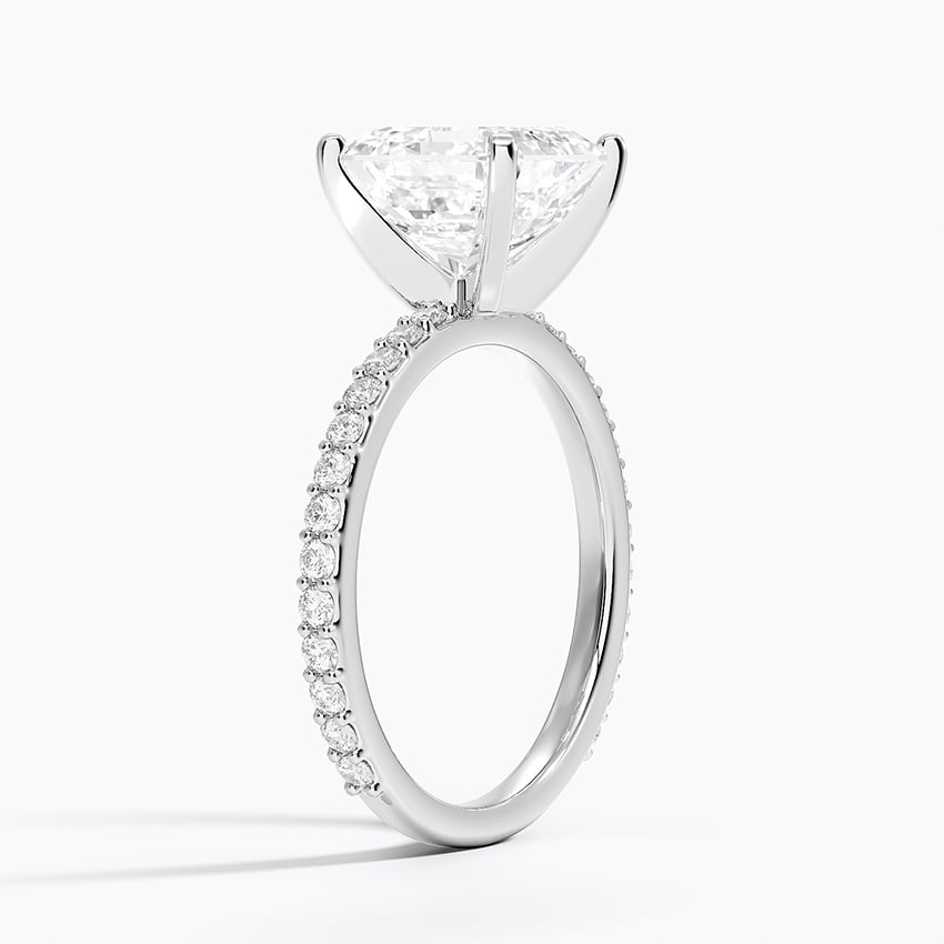 3Ct Asscher Lab Grown Diamond Gold Shared Prong Three-Quarter Coverage Diamond Ring