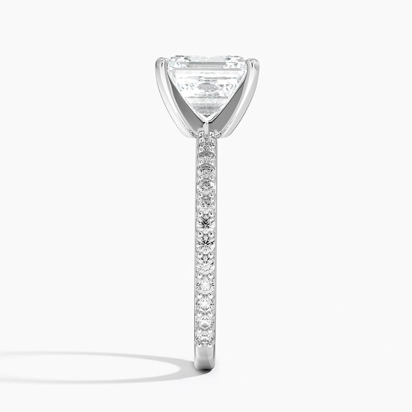 3Ct Asscher Lab Grown Diamond Gold Shared Prong Three-Quarter Coverage Diamond Ring