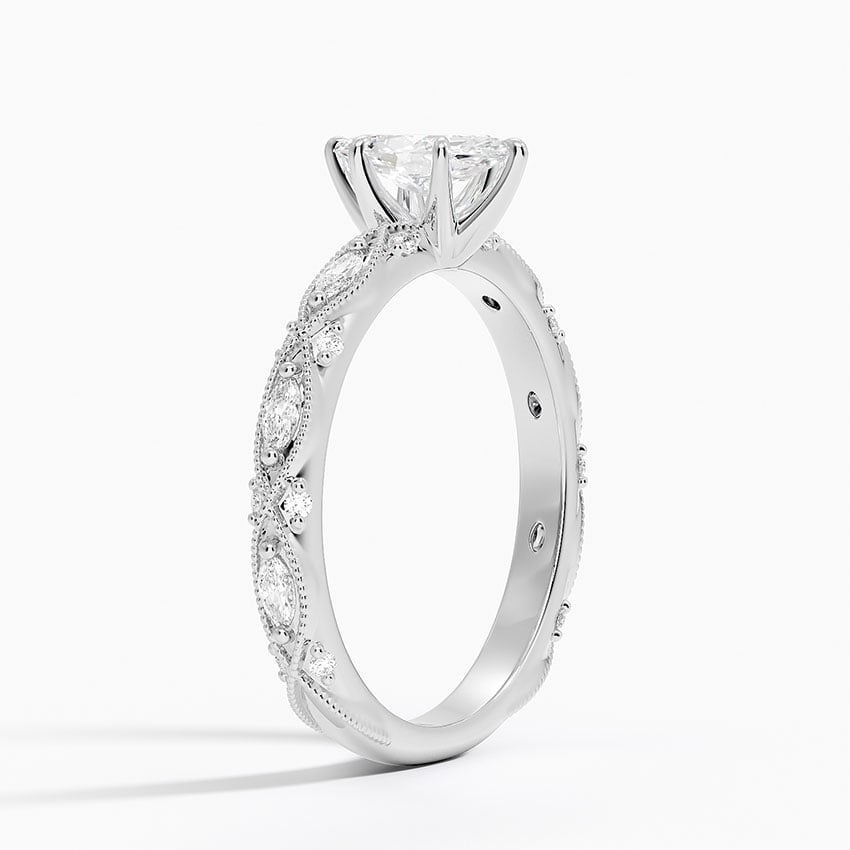 1/2Ct Marquise Lab Grown Diamond Gold Milgrain Diamond Ring