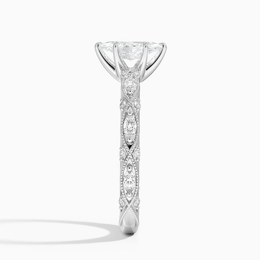 1/2Ct Marquise Lab Grown Diamond Gold Milgrain Diamond Ring