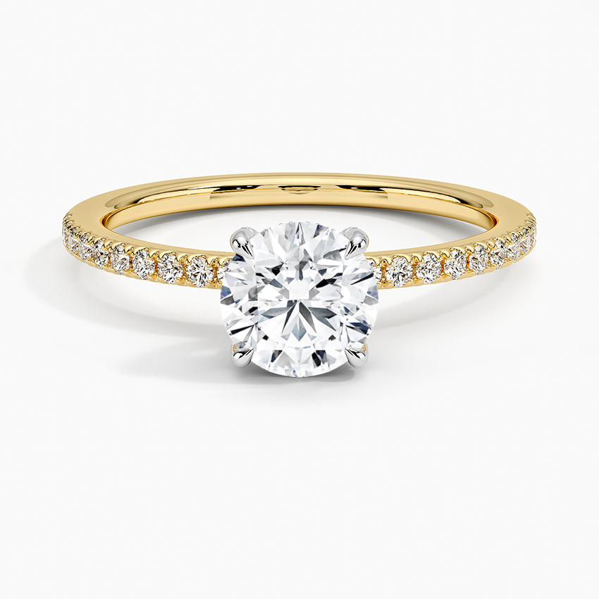 3/4Ct Round Lab Grown Diamond Gold Half Coverage Engagement Ring