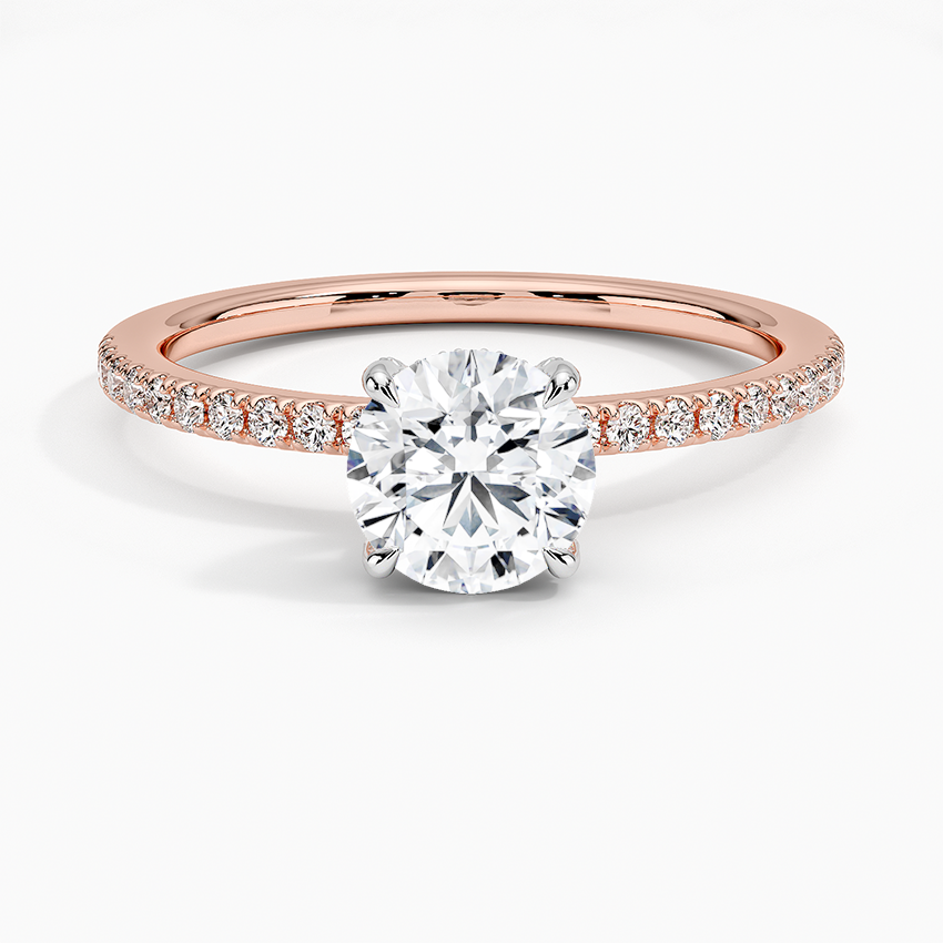 3/4Ct Round Lab Grown Diamond Gold Half Coverage Engagement Ring