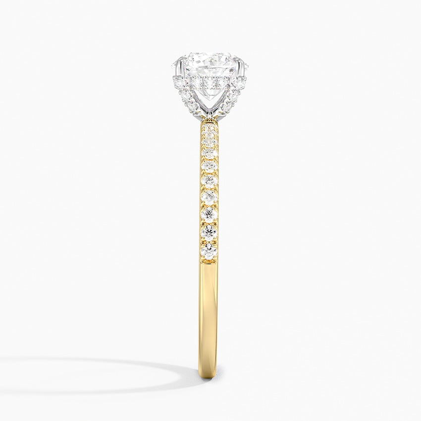 3/4Ct Round Lab Grown Diamond Gold Half Coverage Engagement Ring