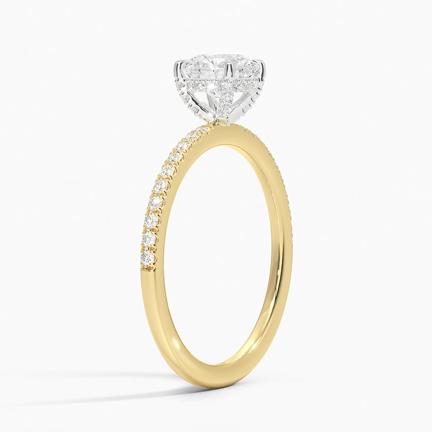 3/4Ct Round Lab Grown Diamond Gold Half Coverage Engagement Ring