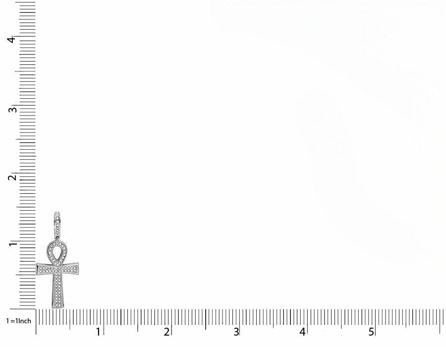 10K White Gold Ankh Cross Lab Grown Diamond Pendant