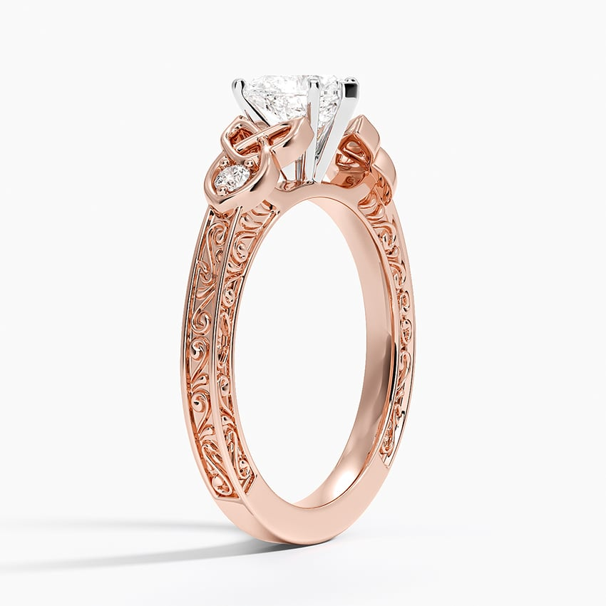 1Ct Heart Lab Grown Diamond Milgrain Unique Engagement Ring