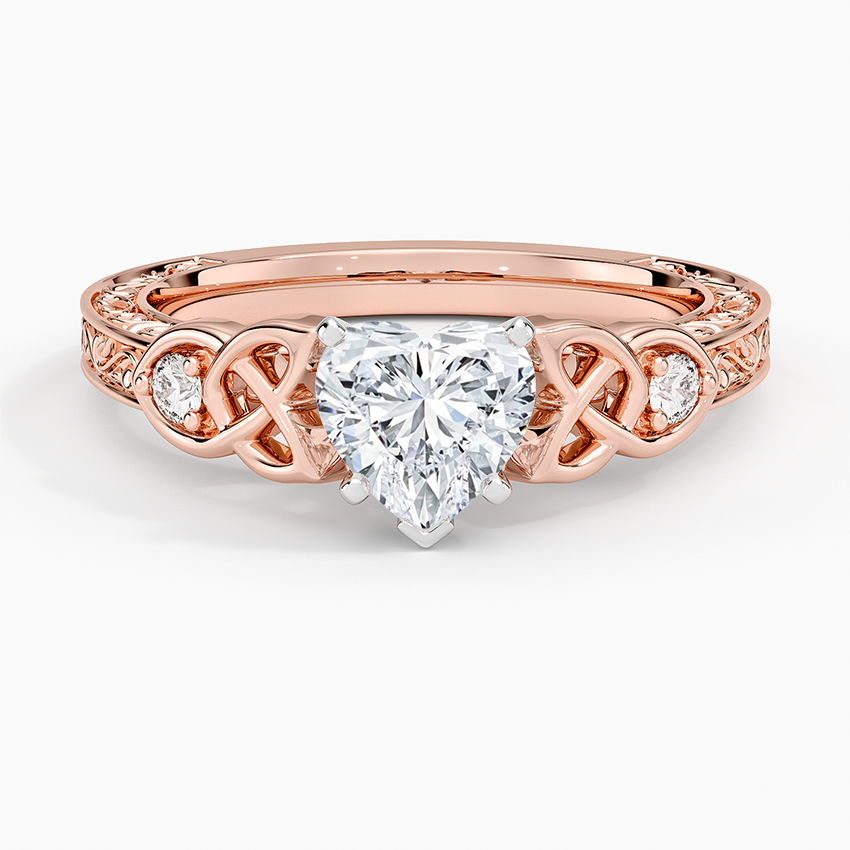 1Ct Heart Lab Grown Diamond Milgrain Unique Engagement Ring