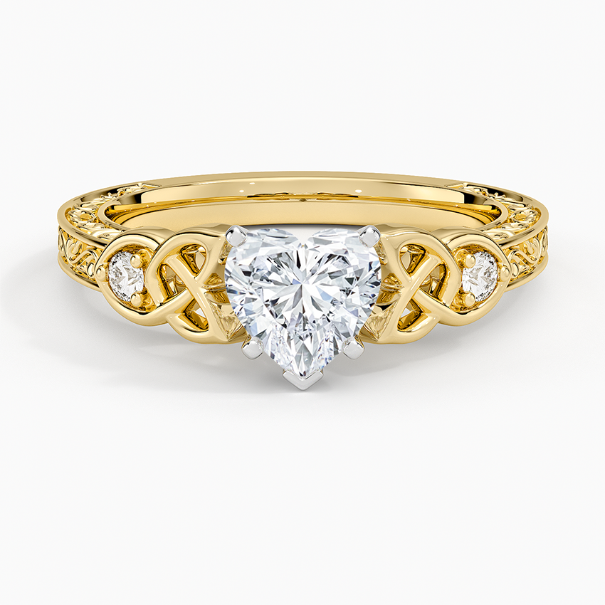 1Ct Heart Lab Grown Diamond Milgrain Unique Engagement Ring