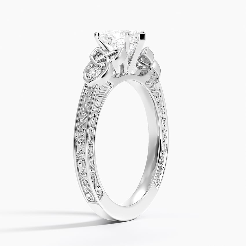 1Ct Heart Lab Grown Diamond Milgrain Unique Engagement Ring