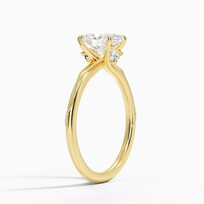 11/4Ct Oval Lab Grown Diamond Gold Milgrain Solitaire ring