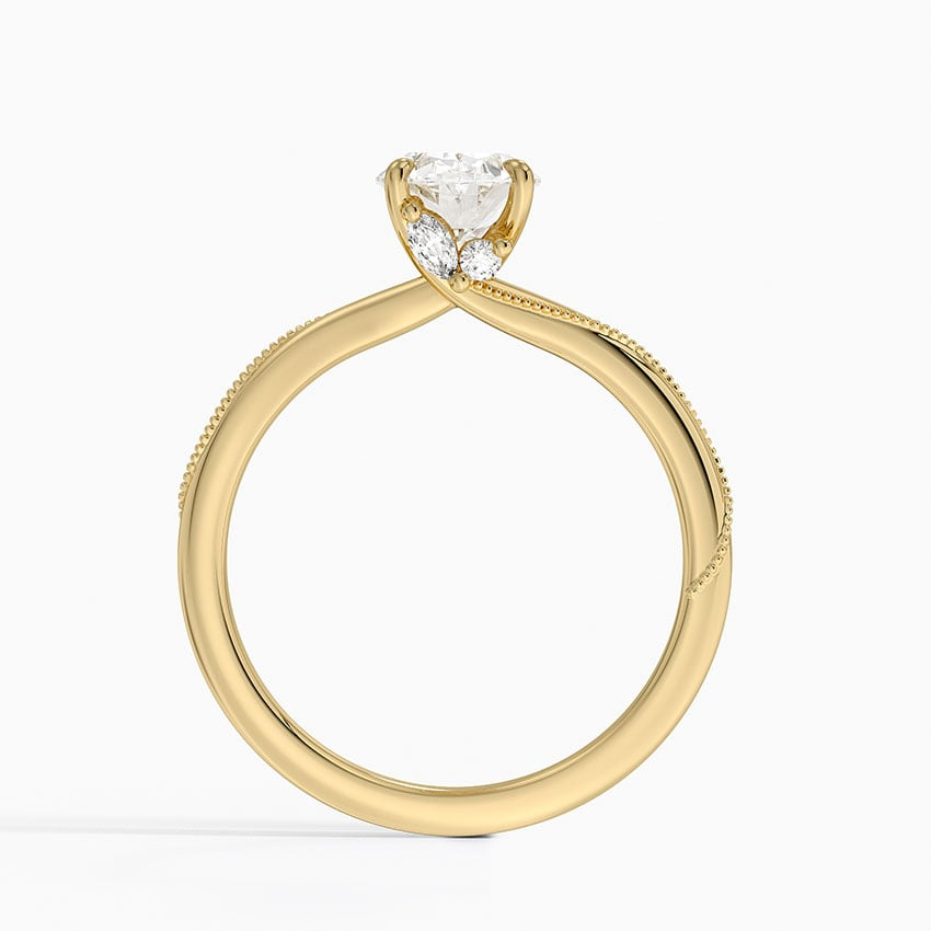 11/4Ct Oval Lab Grown Diamond Gold Milgrain Solitaire ring