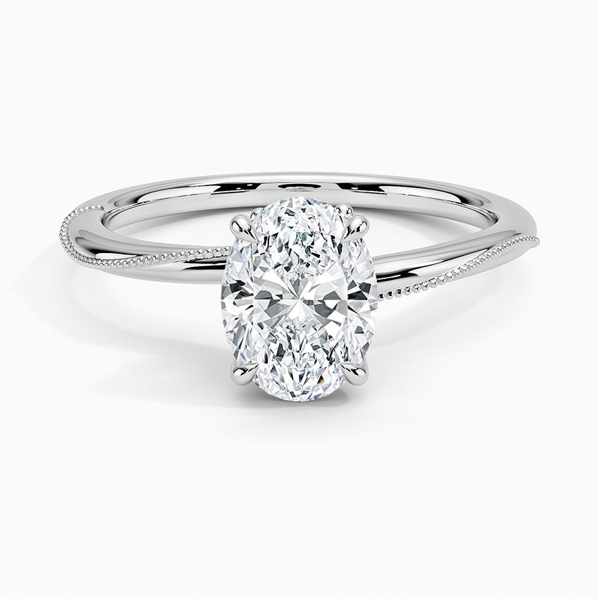 11/4Ct Oval Lab Grown Diamond Gold Milgrain Solitaire ring