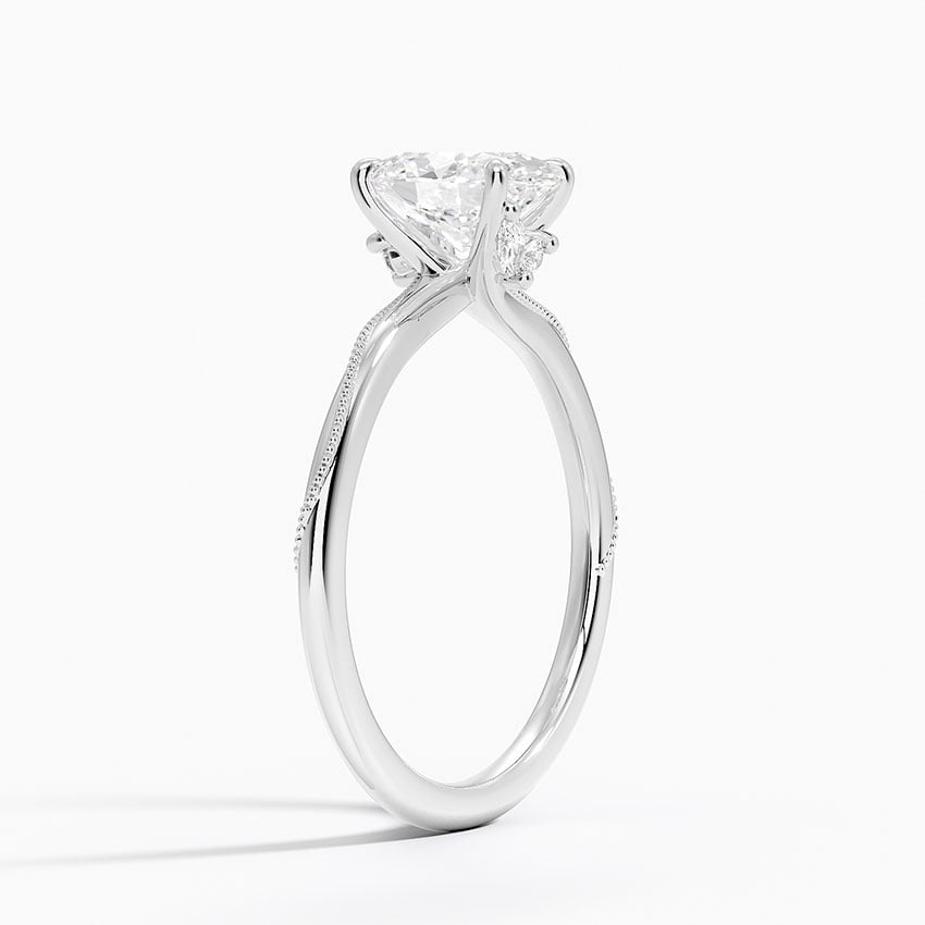 11/4Ct Oval Lab Grown Diamond Gold Milgrain Solitaire ring