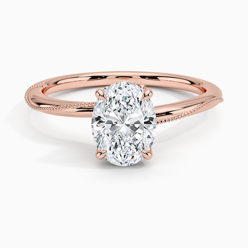 11/4Ct Oval Lab Grown Diamond Gold Milgrain Solitaire ring