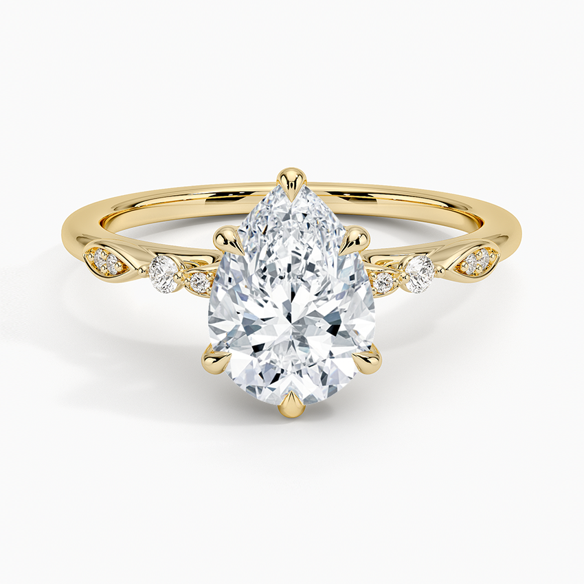 11-2ct Pear Lab Grown Diamond Gold One Quater Coverage Engagement Ring