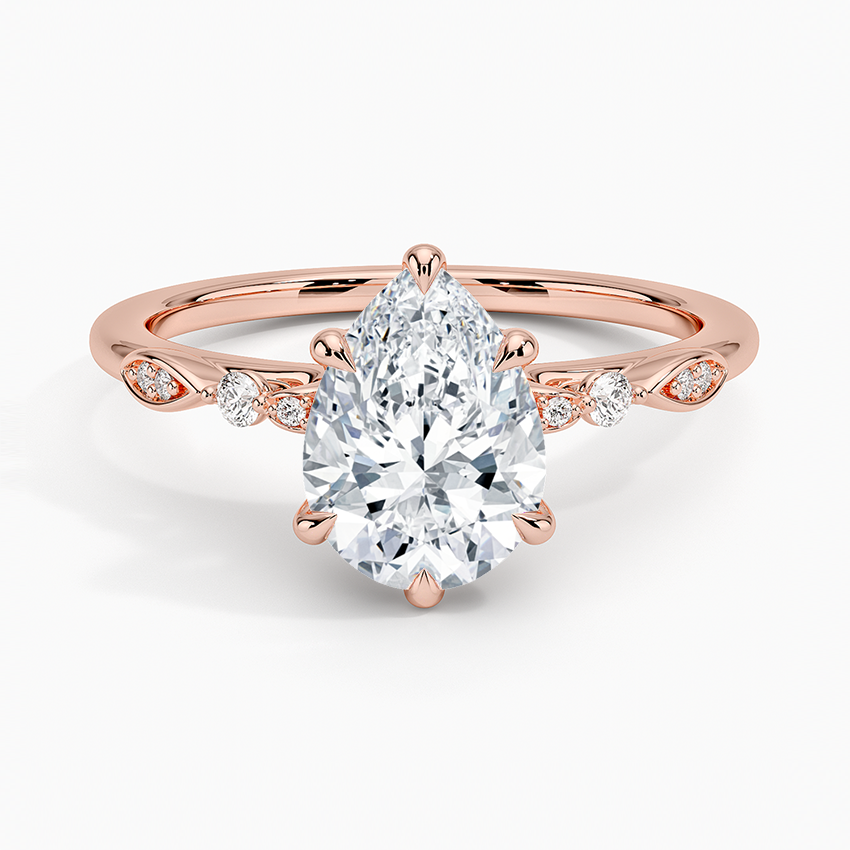 11-2ct Pear Lab Grown Diamond Gold One Quater Coverage Engagement Ring