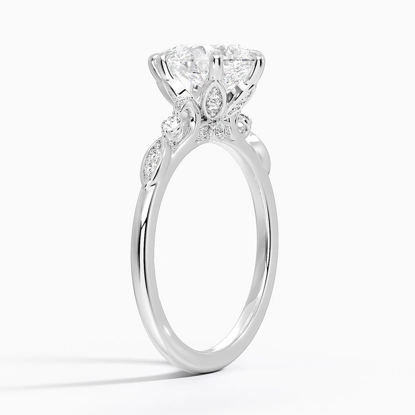 11-2ct Pear Lab Grown Diamond Gold One Quater Coverage Engagement Ring