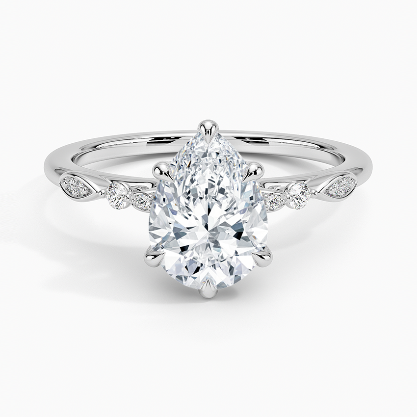 11-2ct Pear Lab Grown Diamond Gold One Quater Coverage Engagement Ring