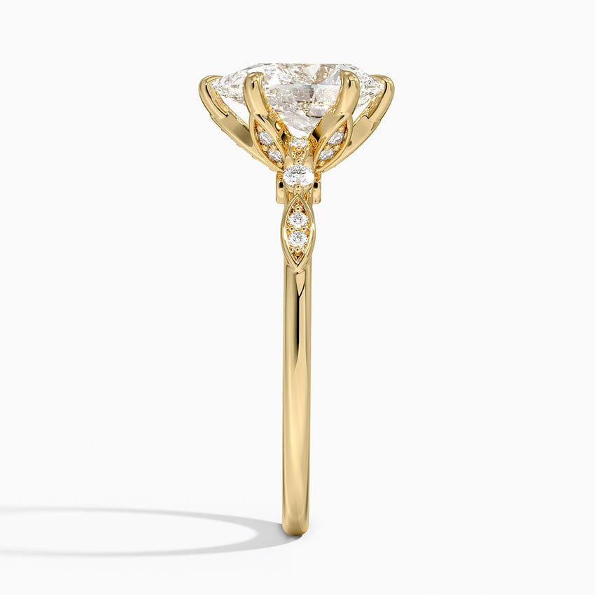 11-2ct Pear Lab Grown Diamond Gold One Quater Coverage Engagement Ring