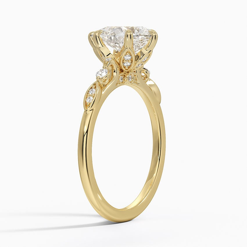 11-2ct Pear Lab Grown Diamond Gold One Quater Coverage Engagement Ring