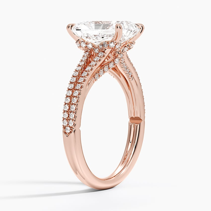 2ct Radiant Lab Grown Diamond Hidden Halo Engagement Ring