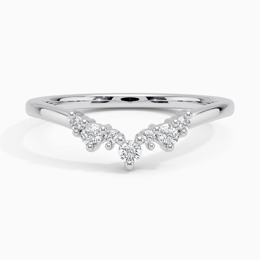 0.11CTW Round Cut Lab Grown Diamond Curved Wedding Band