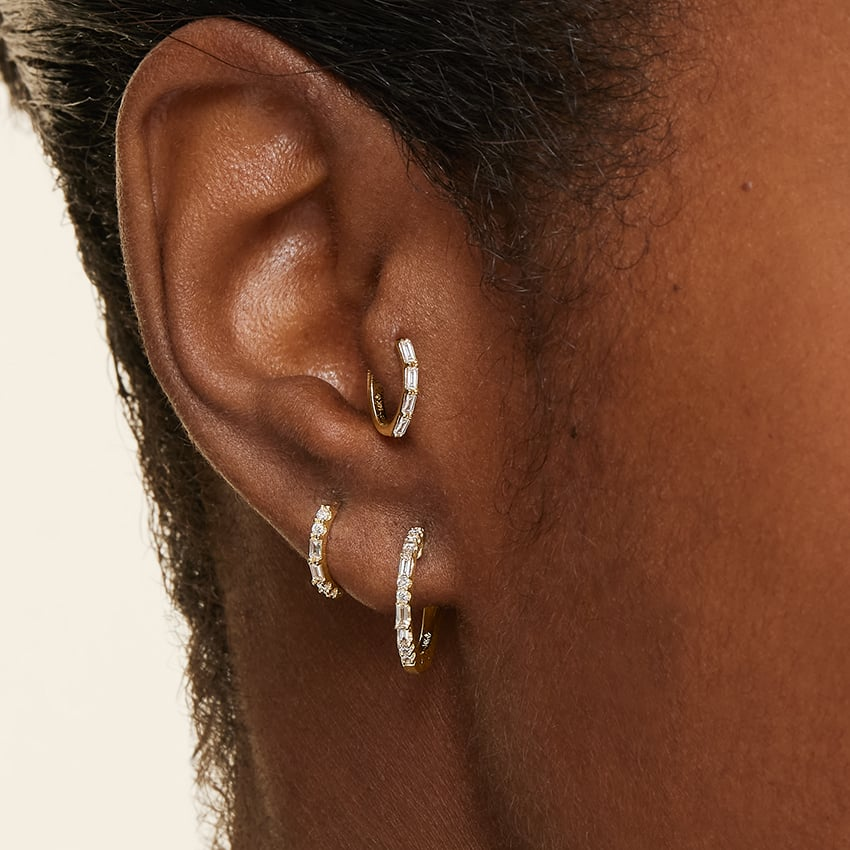 1/8 CTW Diamond Hoop Earrings in 14K Yellow Gold