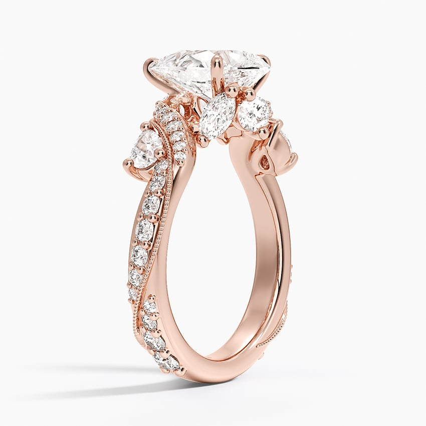 2CT Pear Cut Camellia Gold Lab Grown Diamond Ring
