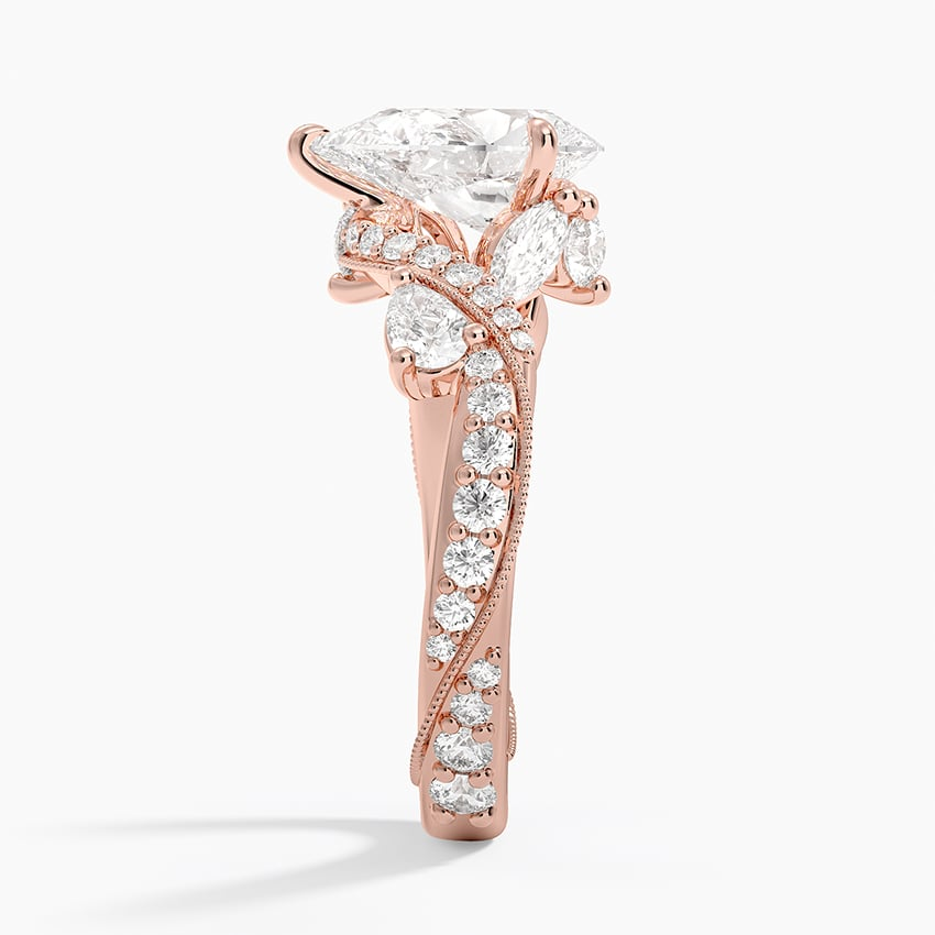 2CT Pear Cut Camellia Gold Lab Grown Diamond Ring
